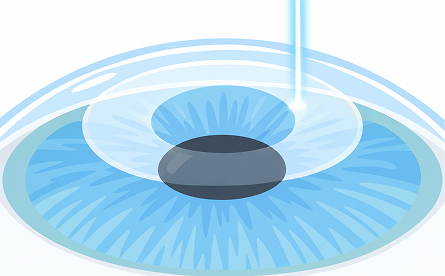 展示对角膜进行激光照射的 LASIK 示意图